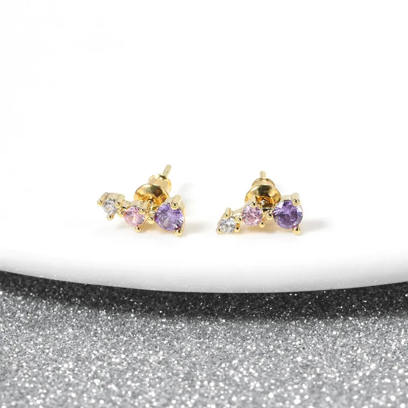 

gold plated mini stud zircon earrings