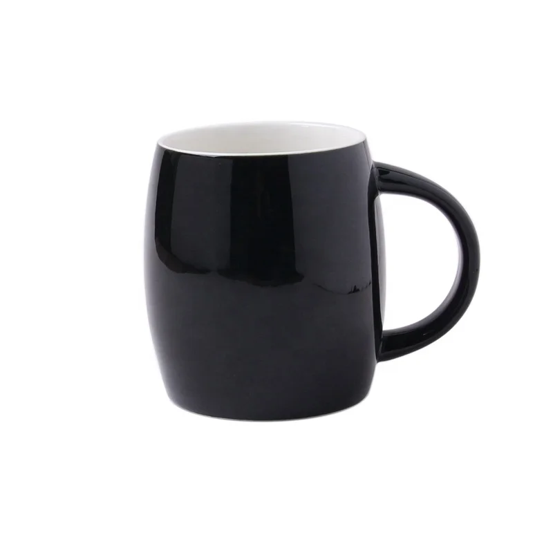 

Factory hot sell 400 ml glossy black China ceramic porcelain stoneware coffee milk water mug cup