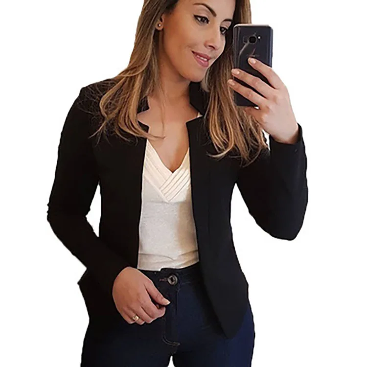 

2021 High Quality 5XL Black And White Women Ladies Winter Short Blazers