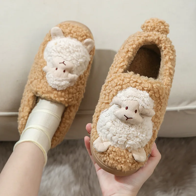 

New Cotton Slippers Home Furnishing Warm Indoor Cute Women's Plush Men's Winter Bags With Shoes