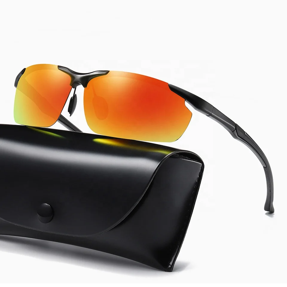 

Sunbest 8016 Eyewear Sports Cycling Discoloration Glasses Aluminium Magnesium Semi Rimless Polarized Driving Sunglasses