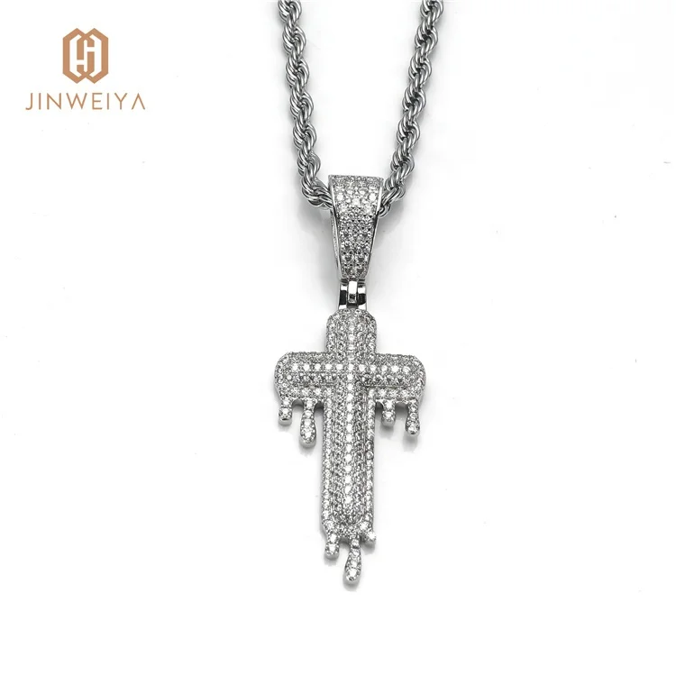 

JWY new fashionable cross zircon iced out brass hiphop cartoon pendants for necklace