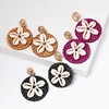 JUJIA Handmade Shell Pendent Drop Earrings New Fashion Rattan Vine Knit Round Earrings For Women Girl