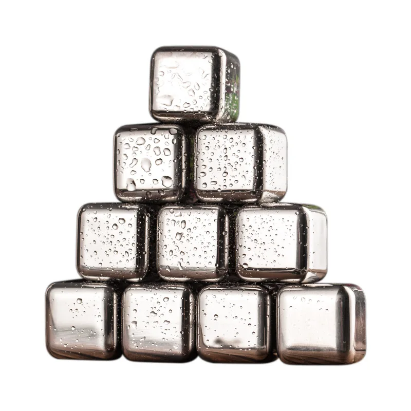 

Metal Stainless Steel Reusable Ice Cubes Chilling Whiskey Stones with Freezer Storage Tray , Whisky Sipping Rocks, Silver