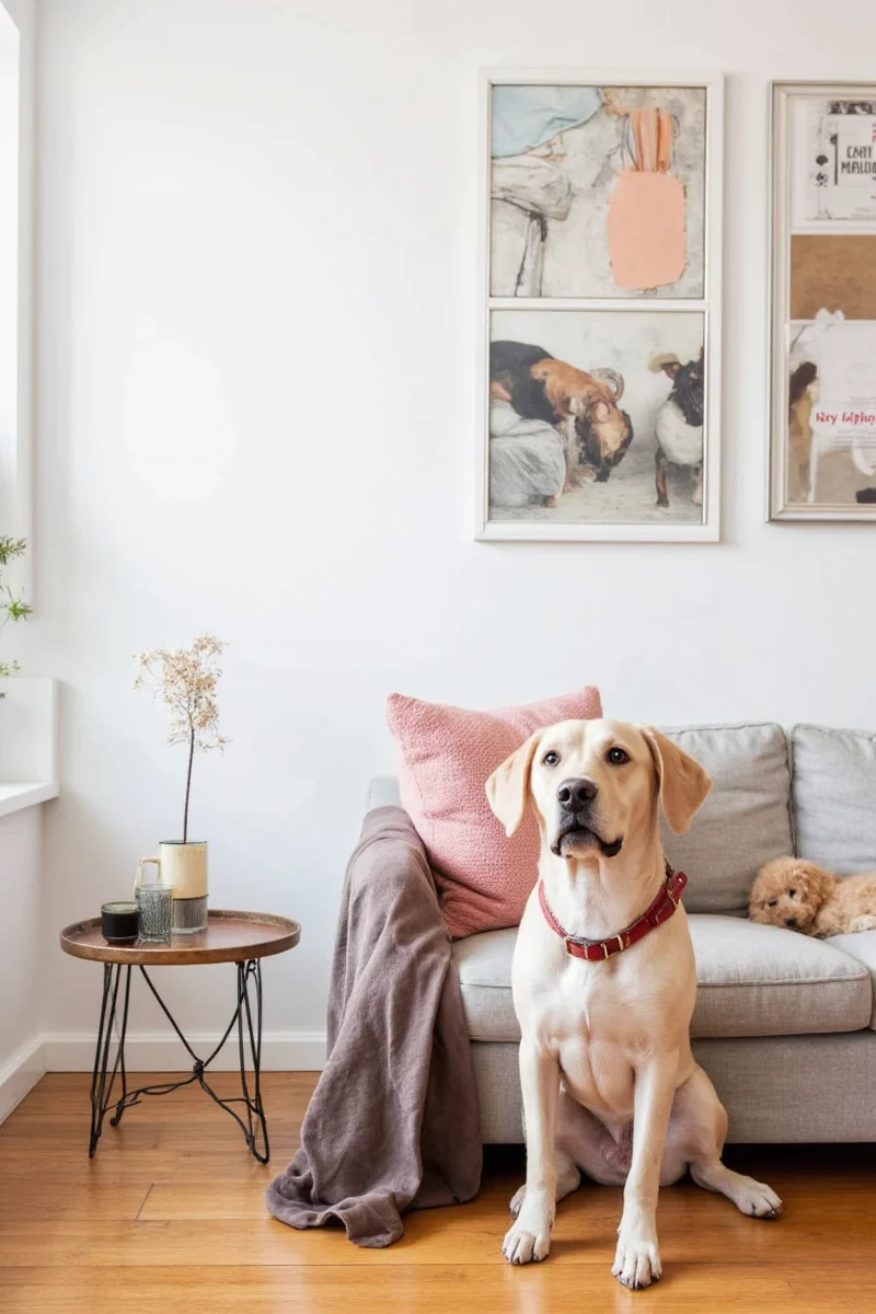 Magnetic wall rack holding dog leashes, collars, and toys. Perfect for keeping clutter at bay.