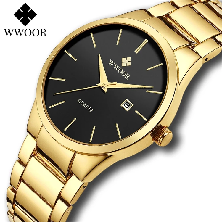 

Watches Men WWOOR 8875 Brand Sport Watches Men's Quartz Clock Man Casual Military Waterproof Gold Wrist Watches relogios