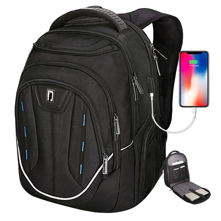 

Travel Laptop Backpacks for Men Water-Resistant 15.6" Computer Bags Business USB Charging Port RFID Daypack Bookbags Black