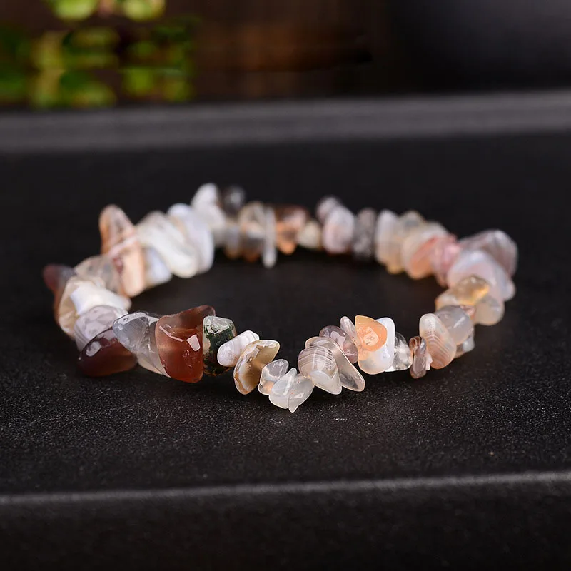 

High quality Crystal beaded stretch precious stone gemstone chips bracelet