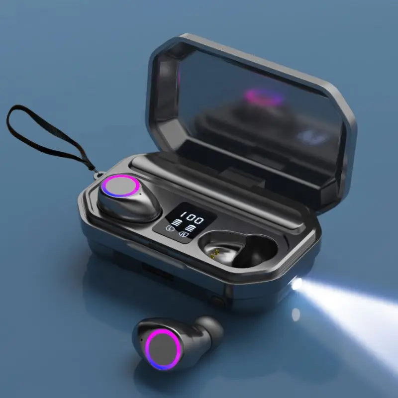 

M12 tws Multi function Flashlight LED Display Power bank wireless earphone blue tooth with charging case 2200 mAh
