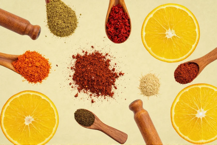Sunrise view with spices on counter
