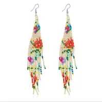 

wholesale 2020 earrings women bohemian seed beads flower earrings handmade retro long beaded tassel earrings for women