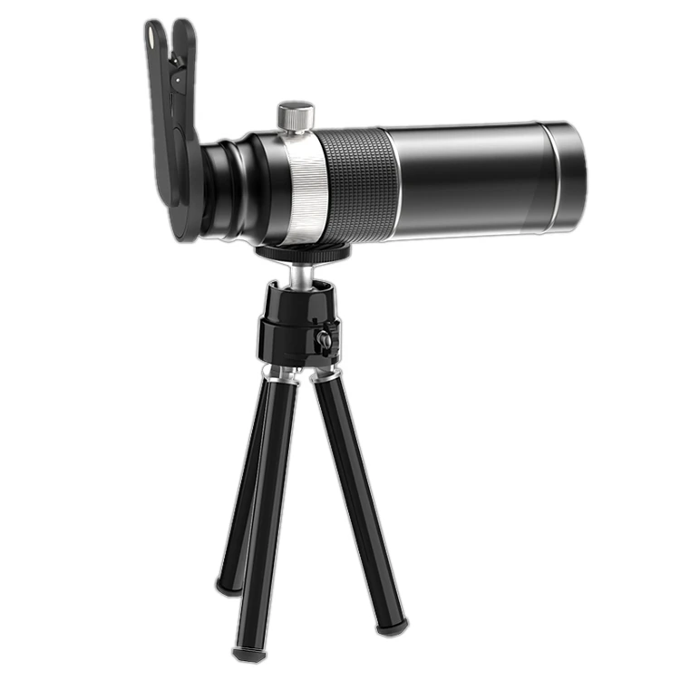 

Wholesale High Quality Universal 20X Mobile Phone HD Telephoto Telescope Lens with Tripod & Clip, Black