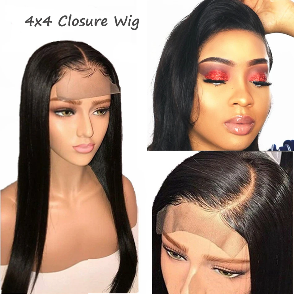 Wholesale 4x4 Lace Closure Wig Vendors, 100% Raw Aligned Cuticle Wig With 4x4 Closure Natural Straight Human Hair Wigs.jpg