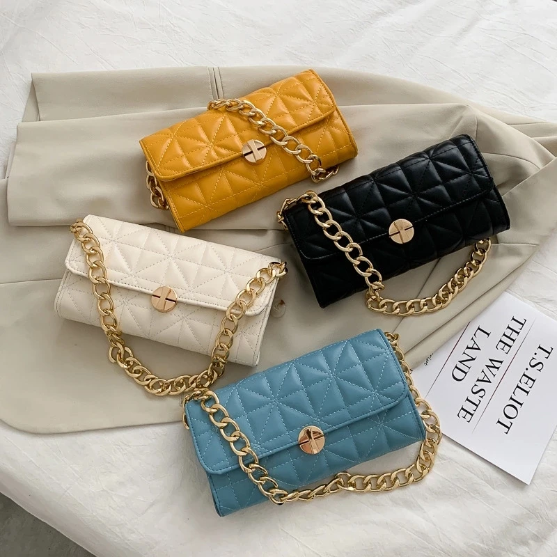 

2021 Fashion Thick Chain Shoulder Handbags Ladies Mini Evening Clutch Purse Small Bag For Women, 4 colors