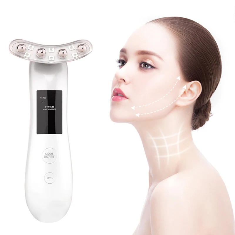 

Electric Facial Massage Skin Firming Anti-aging Red Led Light Therapy Face Neck Lifting Vibrating Beauty Device, White, pink, customized colors