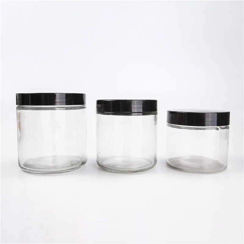 

Customized 8 oz 12 oz 16 oz Cylinder Wide Mouth Glass Honey Jar With Plastic Lid, Clear jar or other custom color