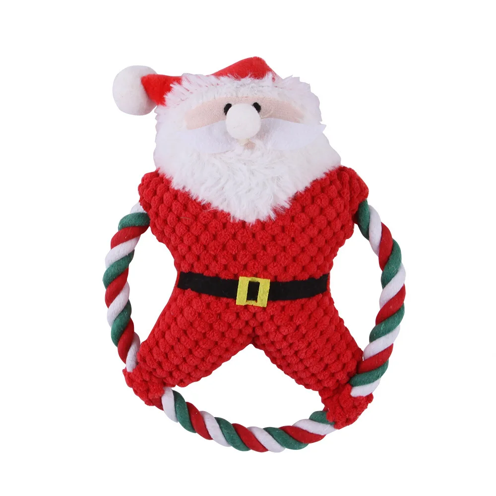 

HY-High Quality Santa Gingerbread Man Cartoon Bear Dog Chew Toy Christmas Dog Toy, As pictures