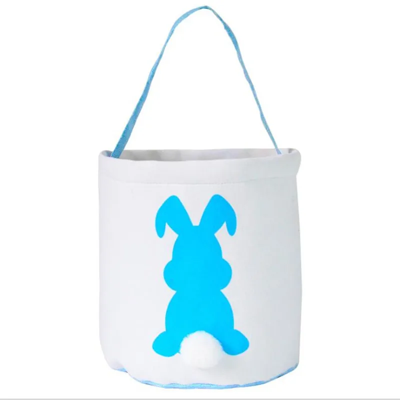 

RTS Fluffy Tails Printed Rabbit Canvas Toys Tote Easter Bunny Basket Easter Bags for Kids DOM112-003, Purple/pink/green/blue