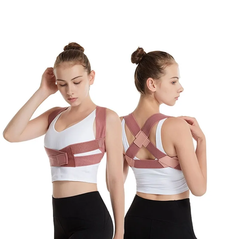 

Adjustable Upper Correction Belt Posture Corrector Back Support, Black/pink