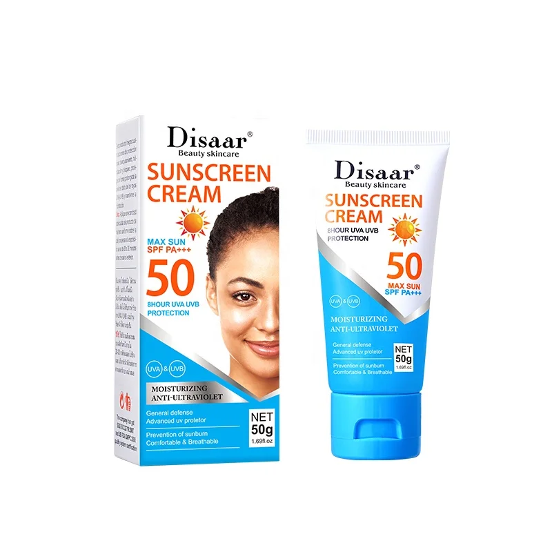 

Disaar Spf 50 Sunblock 8 hour UVA UVB Protection Sun Cream Breathable Moisturizing Repair Aloe Vera Sunscreen Cream for African