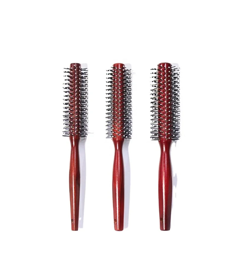 

Customize logo Wooden roller nylon bristle salon styling hair brush for Blow Dry Style and Curl Hair