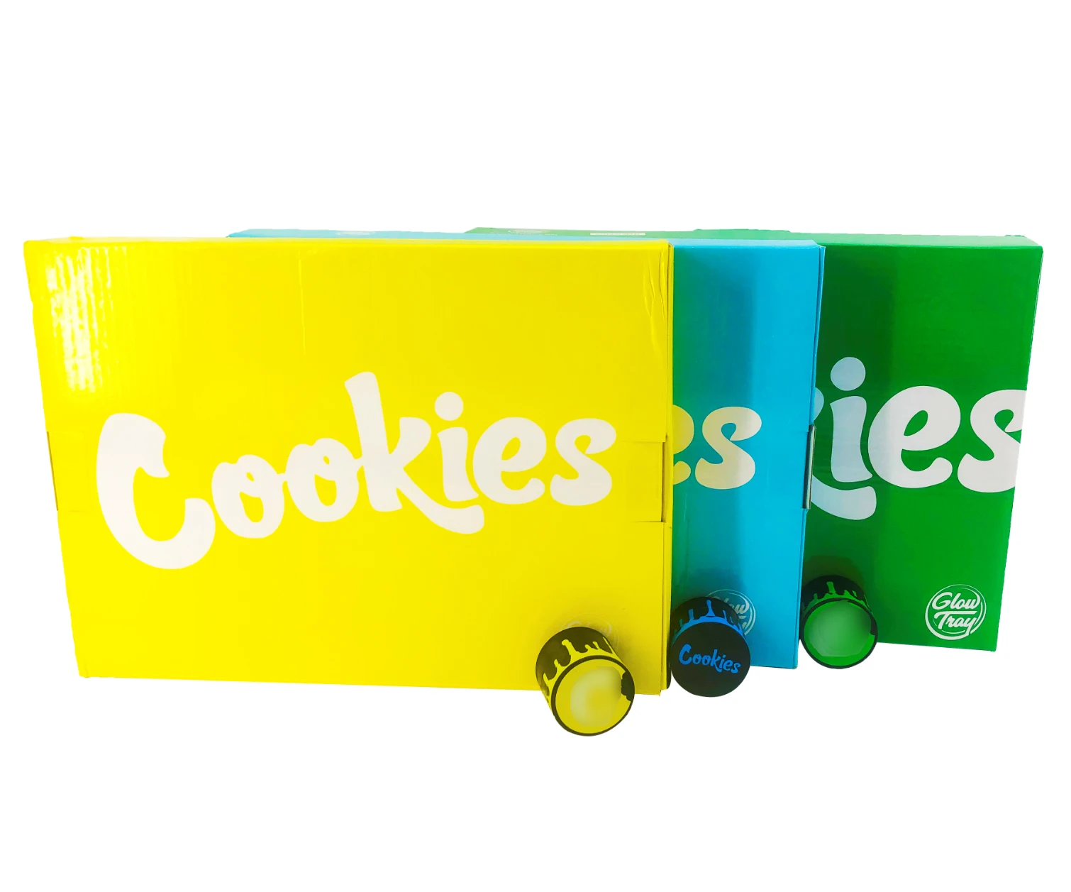 

Wholesale custom logo led rolling tray 27 cm plastic backwoods runty cookies weed tray set with grinder smoking accessories, Yellow/blue/green
