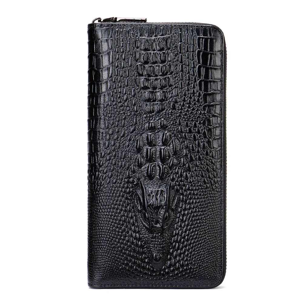 

NIUCUNZH 1232 shofipy checkbook holder Crocodile pattern bifold wallet for mens wallets luxury designer leather purse, Coffee