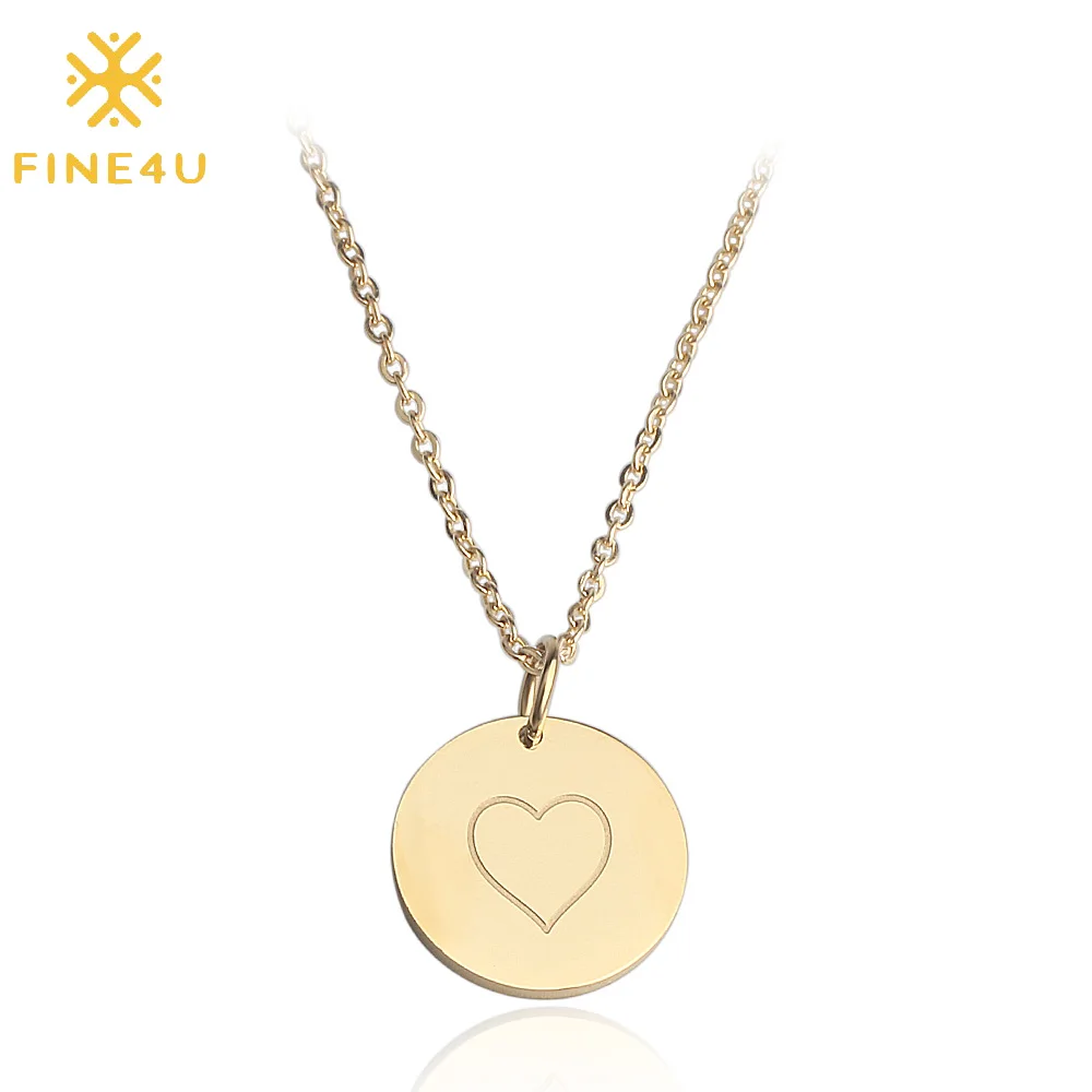 

Fine4U F4U-N145 In stock stainless steel heart-shaped stainless steel chain necklace, Steel/gold/rose gold