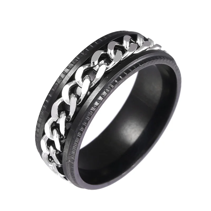 

Factory wholesale latest custom superior quality rotary stainless steel decompression made men's ring silver, As picture