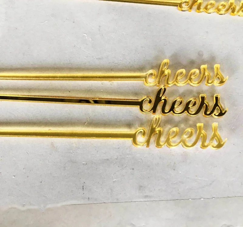   cheers drink stirrer gold acrylic glass drink stirrer