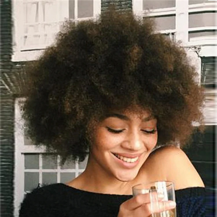 

FH Afro Kinky Curly Human Hair Wigs 10 Inch Virgin Brazilian Hair Wig for Women