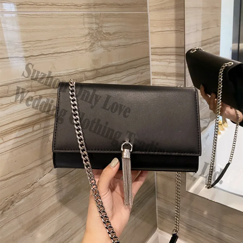 

Gorgeous Hot sale Women Black Chain Strap Bag Flap New Real Leather Shoulder bags