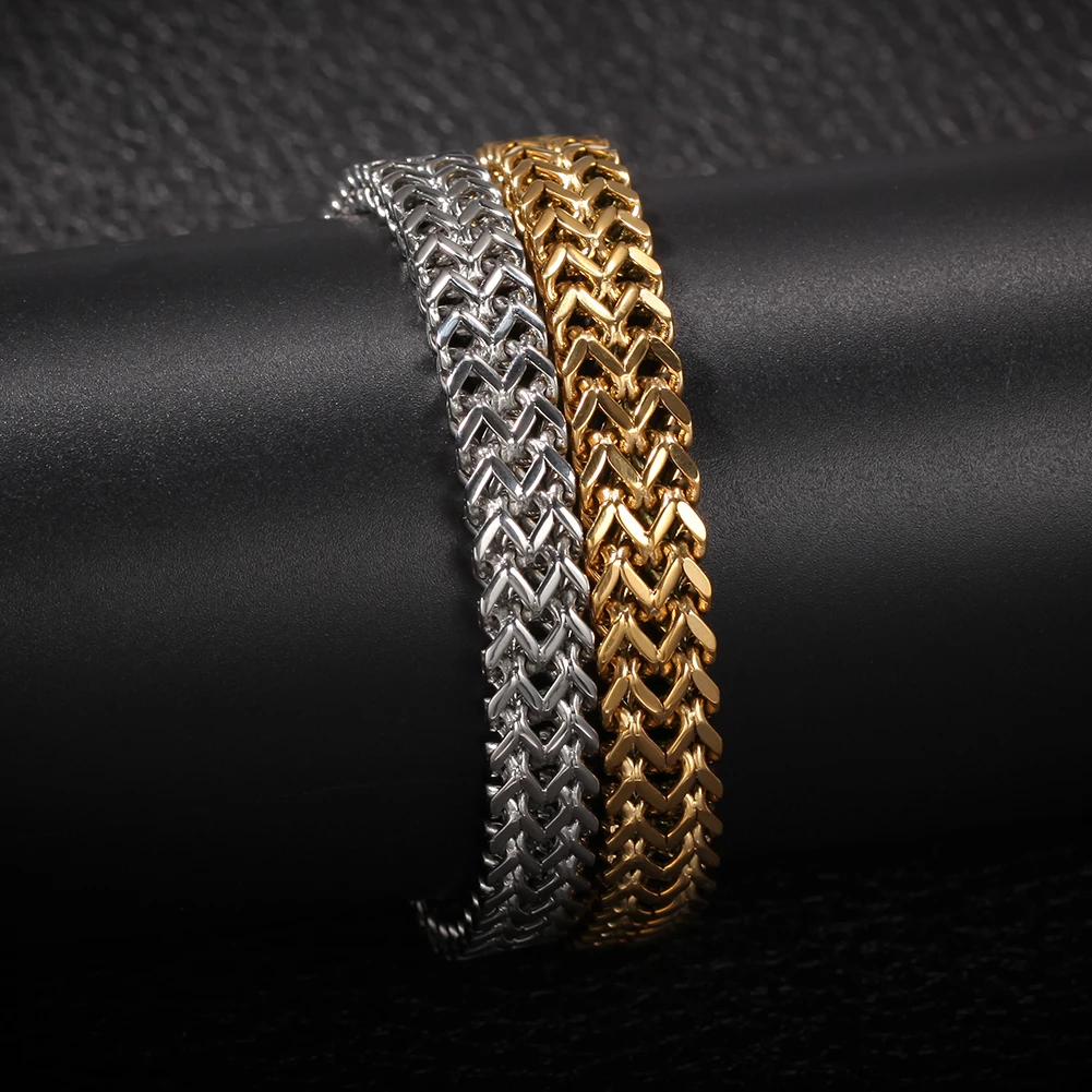 

316L Stainless Steel Franco Chain PVD Gold Plated 10mm Chain Bracelet newest Designs For Man Jewelry