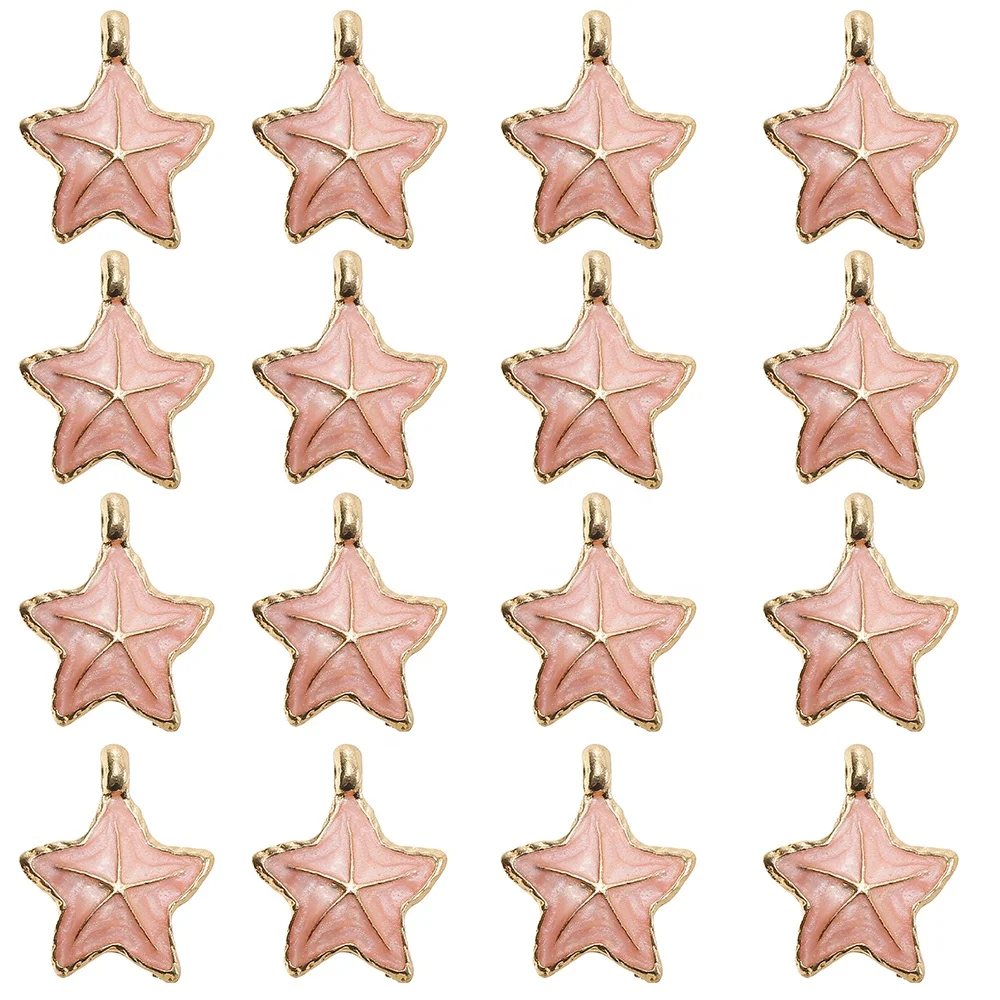 

Starfish Alloy Enamel Charms Pendants Pink Color DIY Necklaces Earrings Keychain Handmade women girls Jewelry making Accessories, As shown