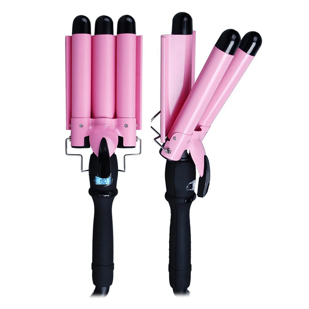 

3 barrel ceramic Ionic big wave curler automatic LCD curling iron with triple barrel hair waver hair curler