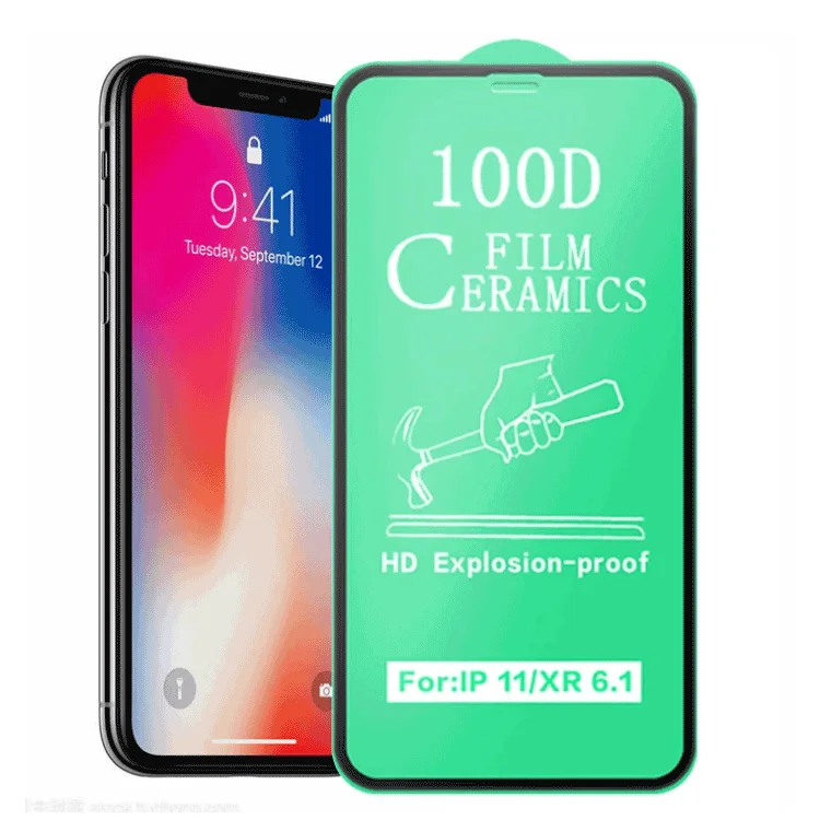 

100D Ceramic Film Anti-scratch Tempered Glass Mobile Phone Screen Protector for iPhone Samsung Redmi, Transparency 99% color