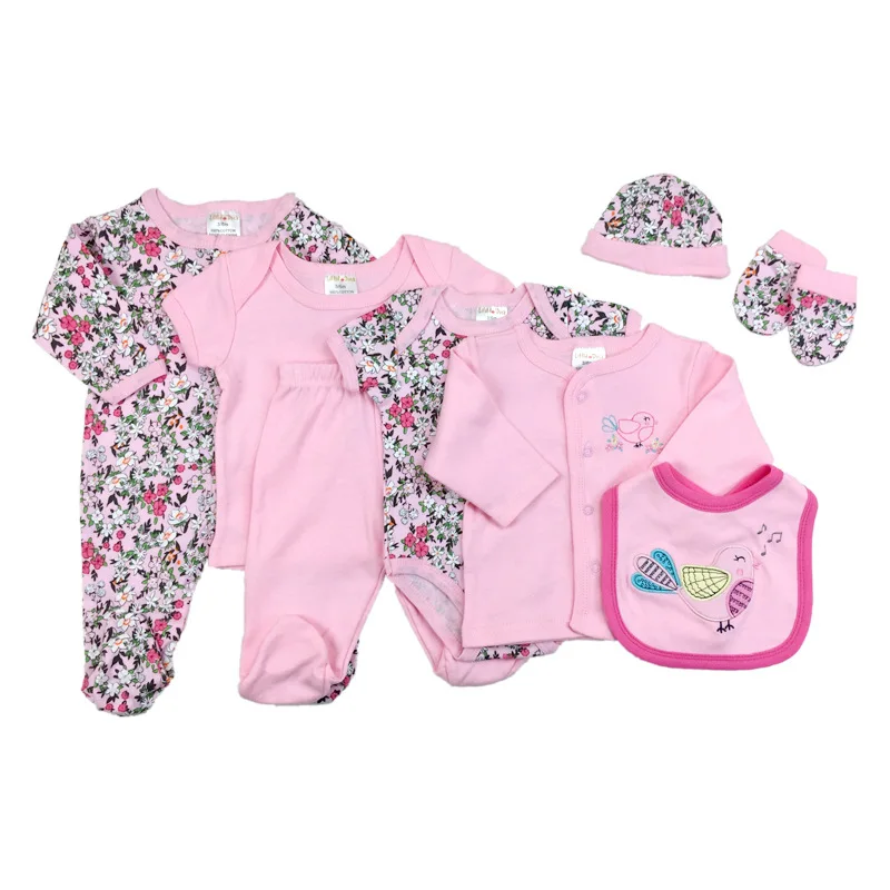 

wholesale cotton Baby 8 pcs outfits European style baby rompers with pants New Born Baby Set clothes set