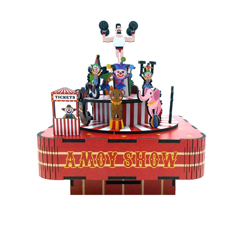 

Tonecheer Circus Troupe music box wood jigsaw for kids wooden 3d puzzle Castle in The Sky