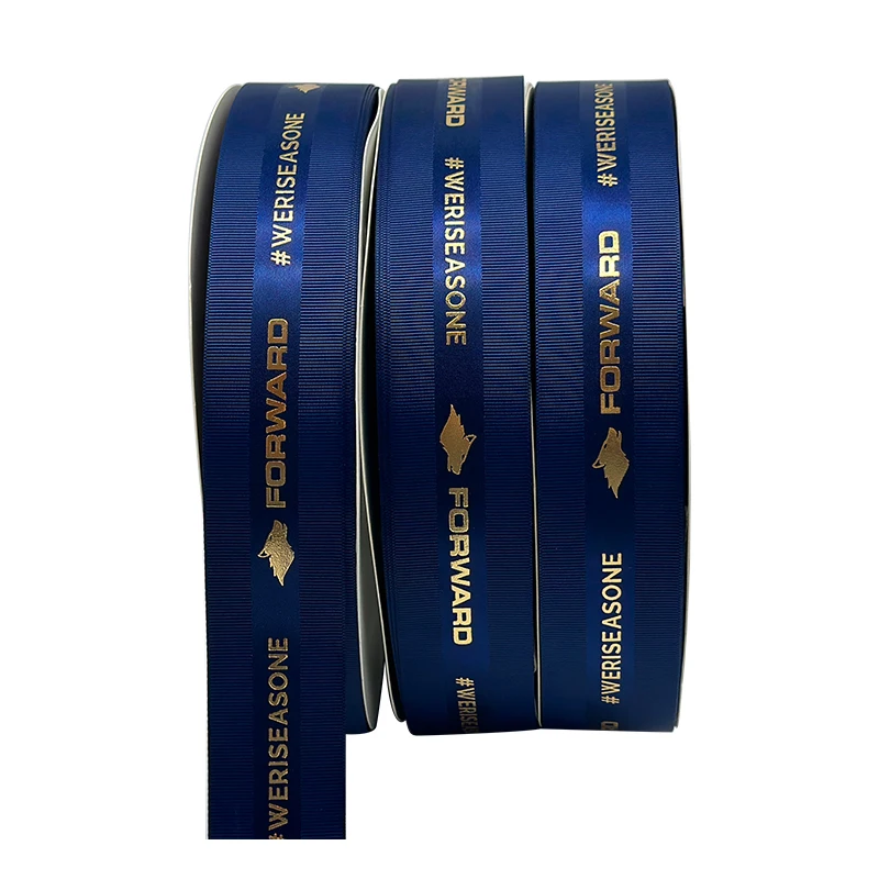 

Custom Gold Sliver Foil Logo Printed Grosgrain Ribbon Wedding Decorations Gifts