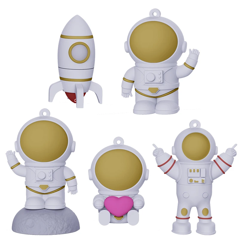 

Cartoon Astronaut U Flash Disk Pen-drive Cute White Person 8gb 16gb 32gb 64gb 256gb Memory Stick Silicone Usb 2.0 Dual Drive