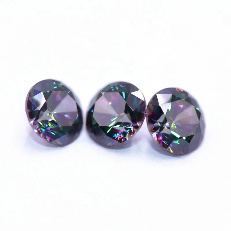 

Shine amethyst mystic rainbow topaz round cubic zirconia gemstones