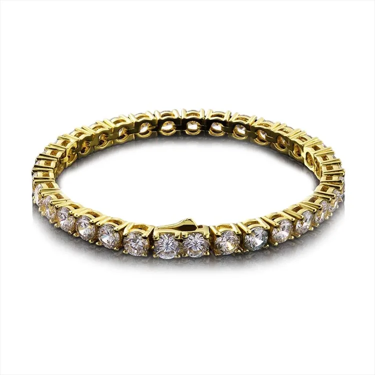 

Wholesale Gold Plated 5A Cubic Zirconia Tennis Chain Bracelet Women Mens Jewelry Diamond Tennis Bracelet