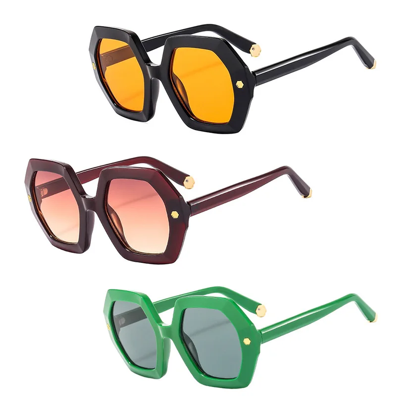 

0194 2023 Popular Fashion Polygon Sun Glasses Lentes De Sol Women Vintage Men Shades Oversized Sunglasses UV400