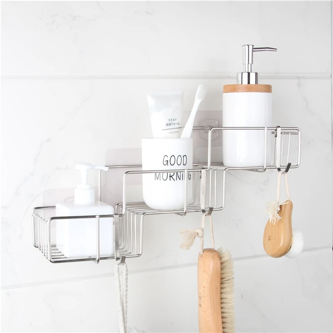 

New Design Bottle Hand Wash Holder Industrial Style Pipe Bathroom Towel Stainless Steel Kitchen Storage Shelf Rack