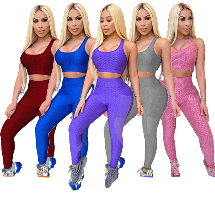 

DUODUOCOLOR 2021 fashion sexy women summer solid plue size sets tights tulle two piece sport jogging sets D97511