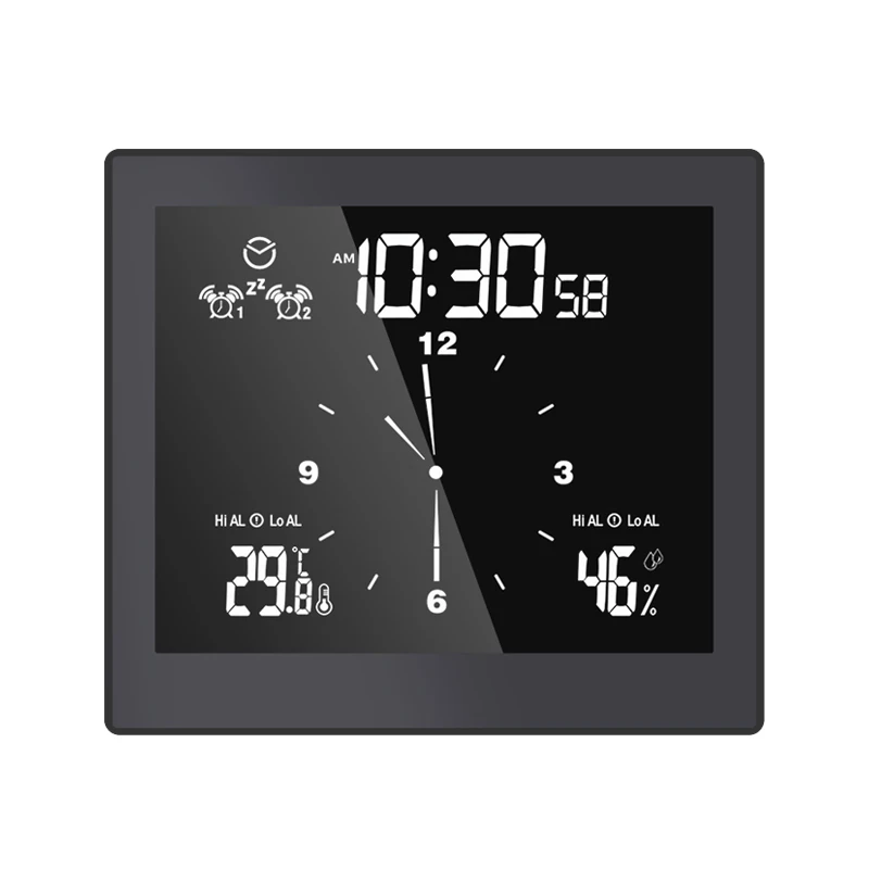 

Creative waterproof clock bathroom electronic timer wall clock temperature and humidity meter alarm clock with suction cup, Black+white