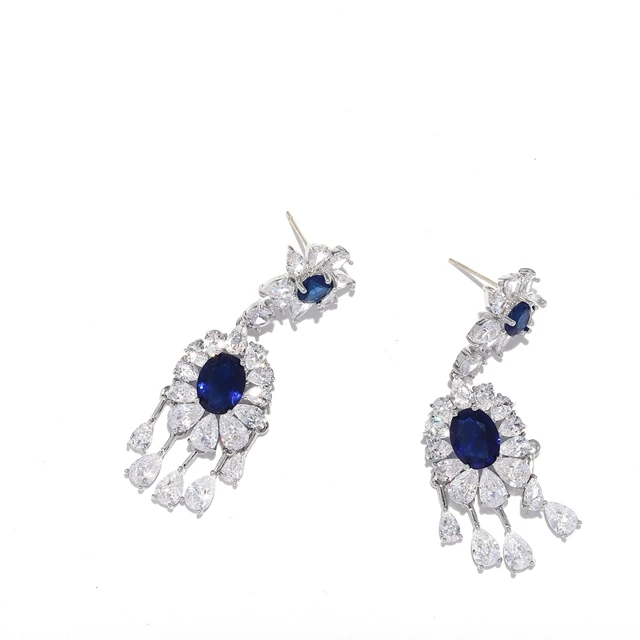 

Sapphire Jewelry Silver Stud Earring With Blue Water Drop Earring Golding With Jewel Earring, As photo