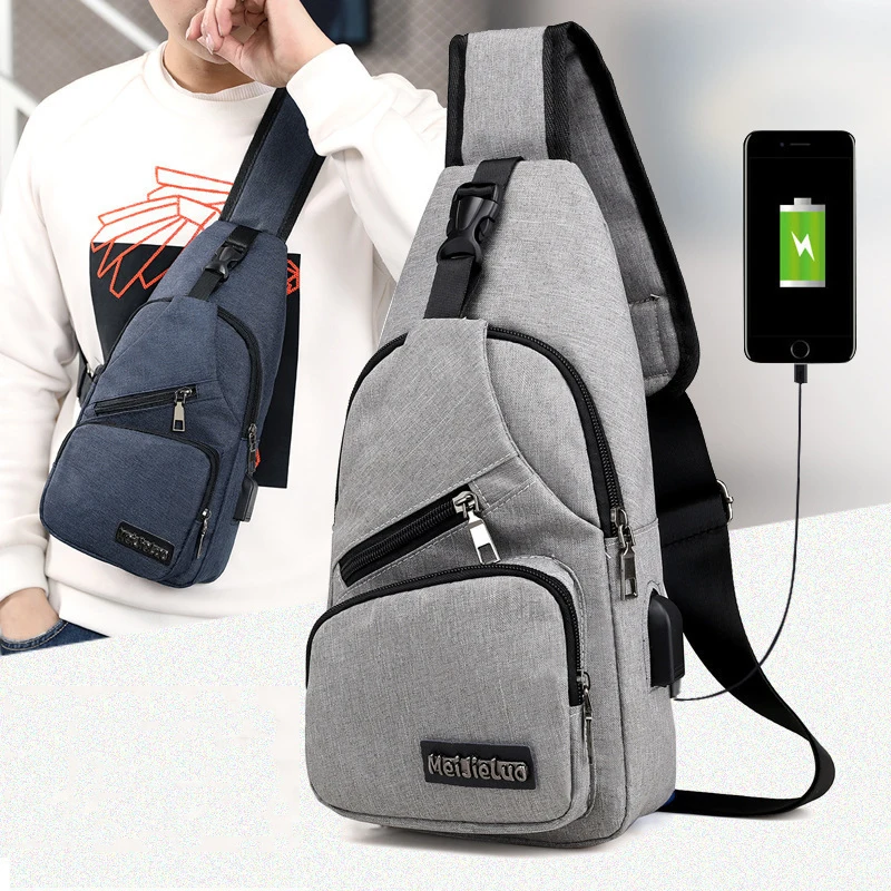 

Chest bag men's backpack 2020 new simple canvas shoulder bag sports leisure travel shopping men's bag, Customized color