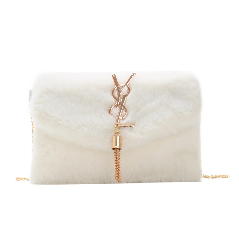 

Fashion Rabbit Fur Plush Small Hand Bag Square Ladies Shoulder messenger bag