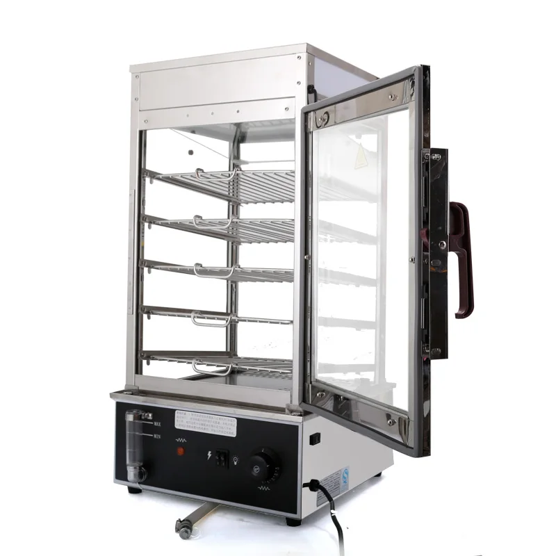 

CE stainless steel commercial 5 layers electric frozen steamed bun steamer display bun food warmer display showcase